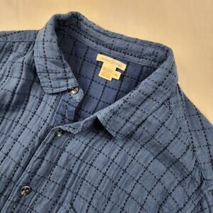 Carbon 2 Cobalt Shirt XL Navy Blue Black Knit Button Up Long Sleeve Casual Mens